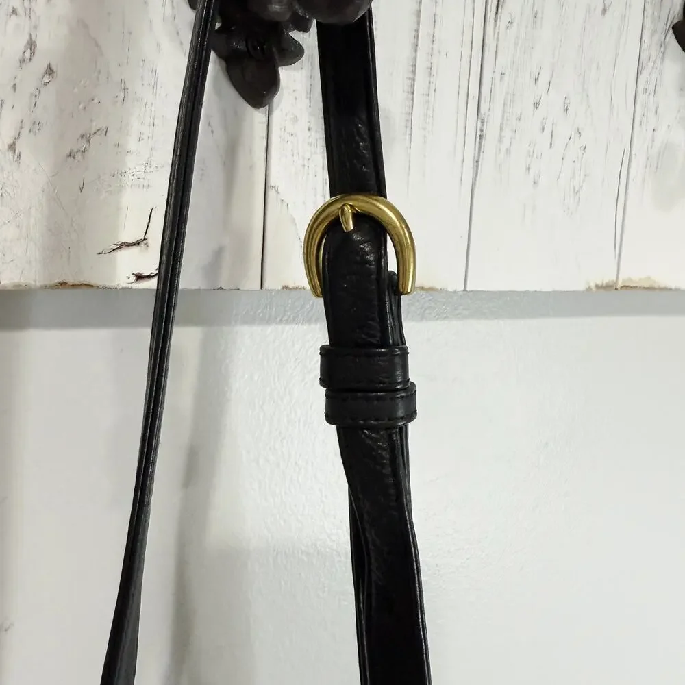 J.P. Ourse Madison Avenue Leather Bucket Bag Black Tan Shoulder Purse EUC